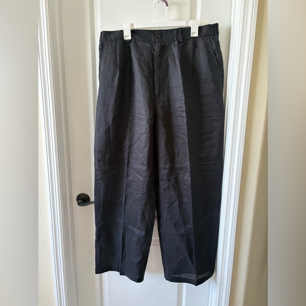 Godbody Collection Black Linen Wide Leg Women’s Pants XL
